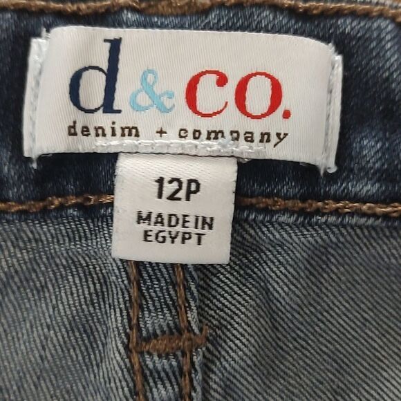 D & Co Denim & Company stretch pull on denim elastic jean leggings   Sz 12P - Picture 6 of 6